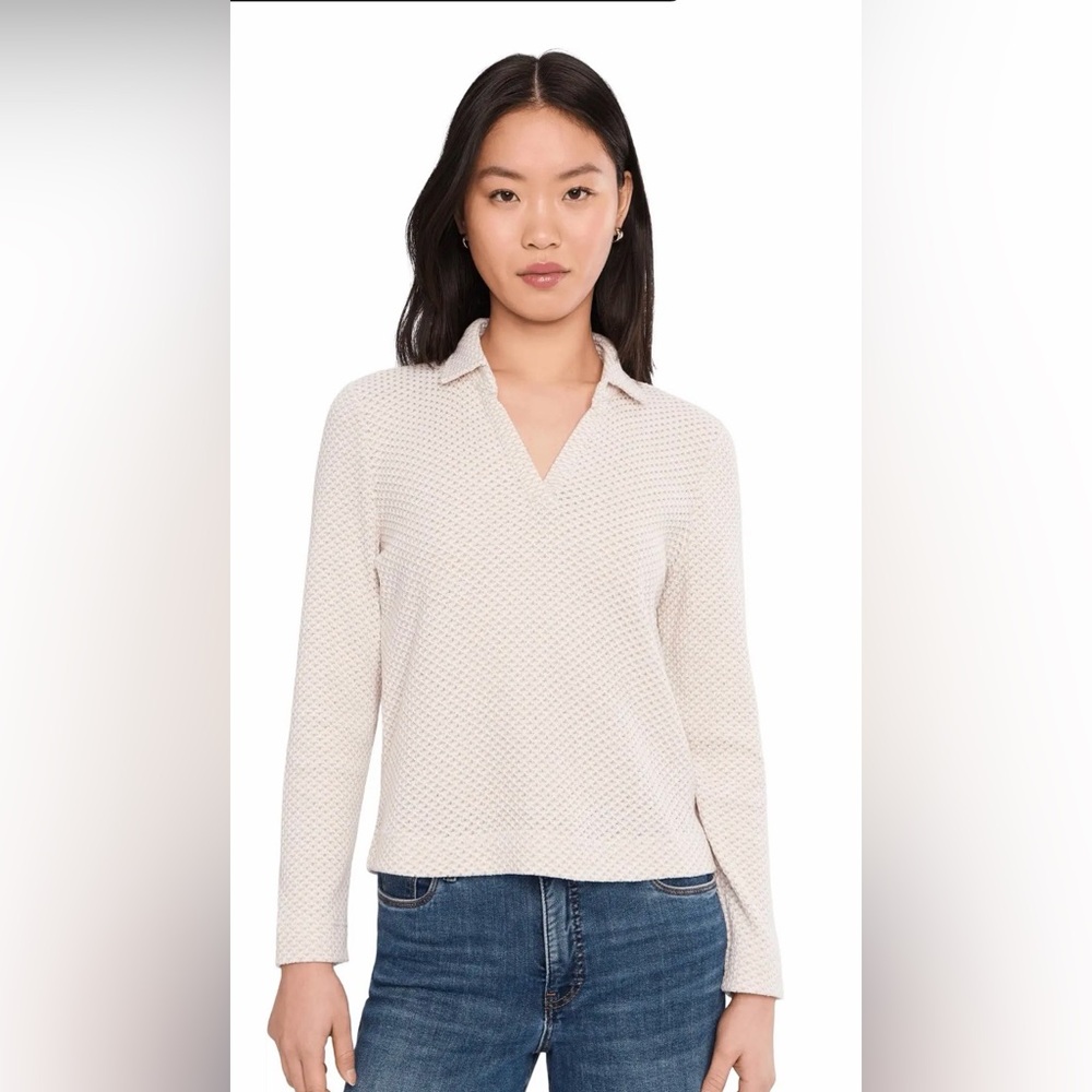 NIC+ZOE NWT Waffle Knit Collared V-Neck Sweater